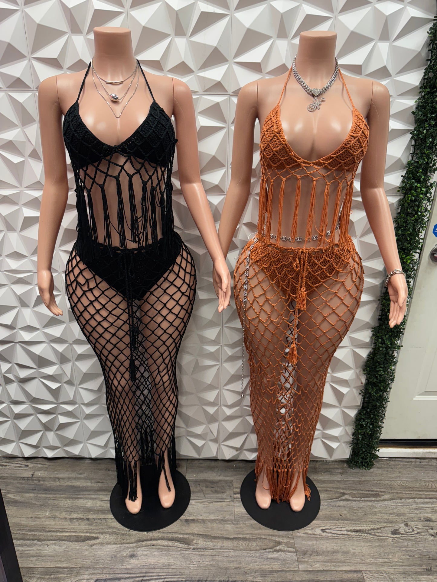 Fringe Croche Swimsuit Cover Up Set