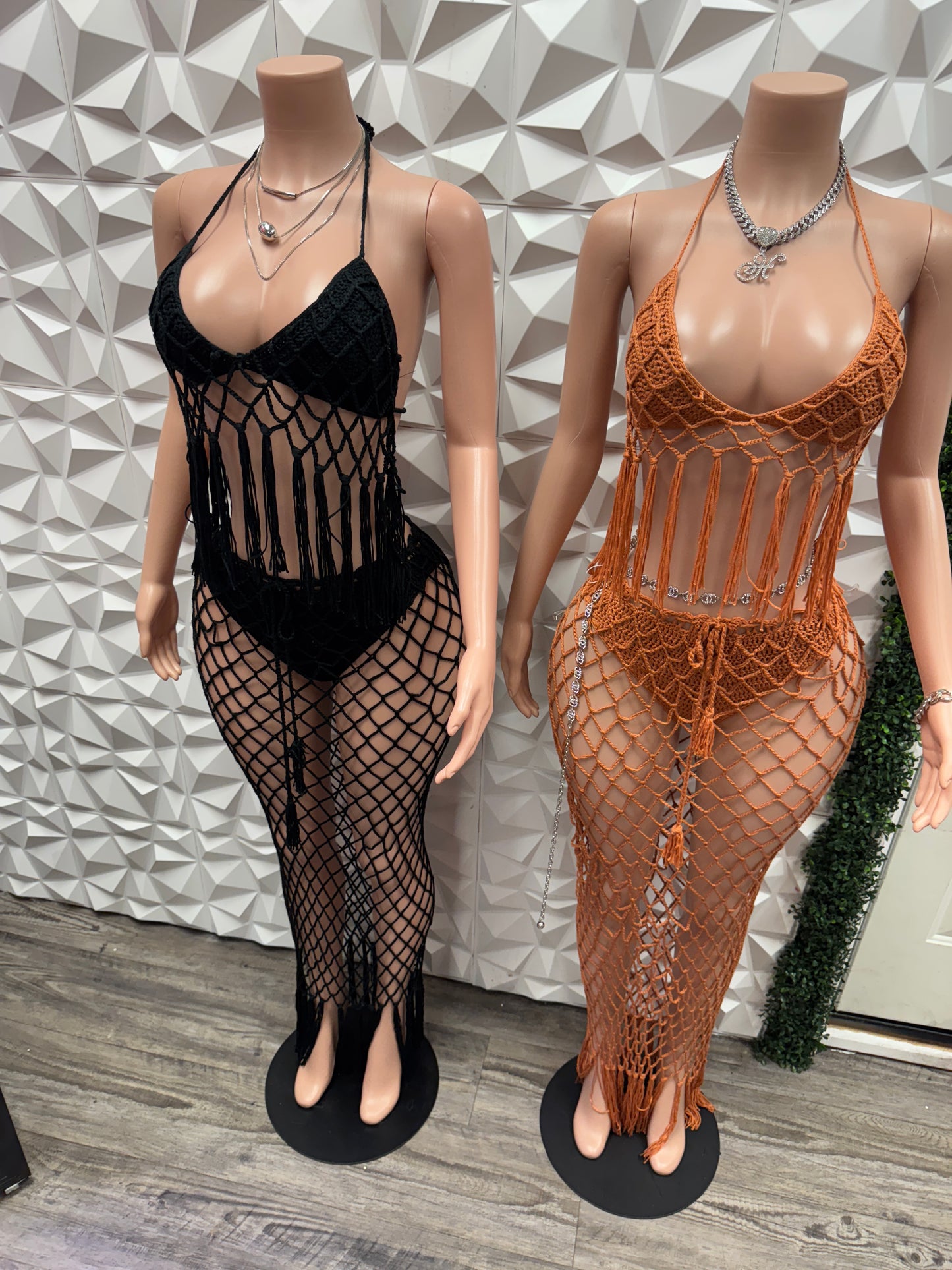 Fringe Croche Swimsuit Cover Up Set