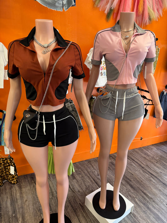 Zip Shorts Sets