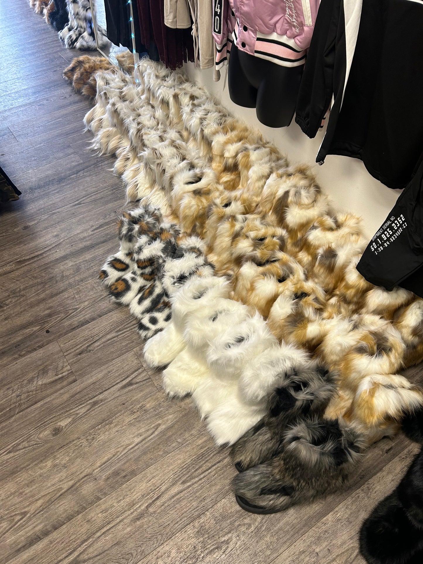 Unique Short Mix Color Fur Boots