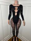 Black Mesh Jumpsuit Wholesale