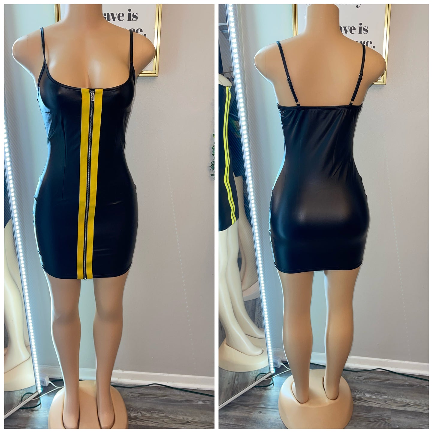 Unique Zip Leather Dress